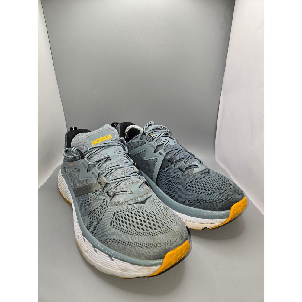 Hoka One One Gaviota 2 Men's Size 12 Gray Yellow Running Shoes‎ 1099629 Athletic
